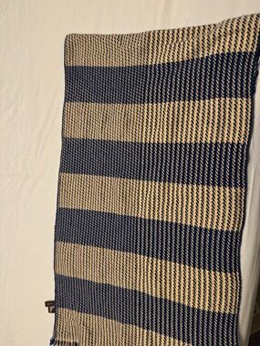 Loro Piana Navy and Beige Striped Crewneck Sweater